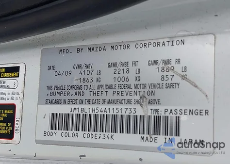 2010 Mazda Mazda3 S Sport from USA, damaged, VIN JM1BL1H54A1151733